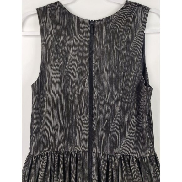 A|X Armani Exchange Dress Womens 6 Black Gray Fit Flare Ruffled V Neck Cocktail - Picture 8 of 16